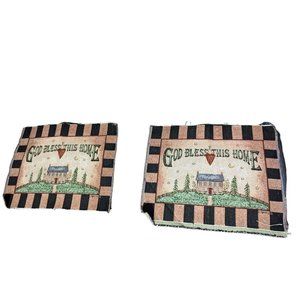 Checkerboard God Bless This Home Fabric Panel by L. Spivey House